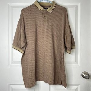 ROBERT STOCK - XL - Golf/polo Soft Collard Shirt - Two Button - Tan/Brown
